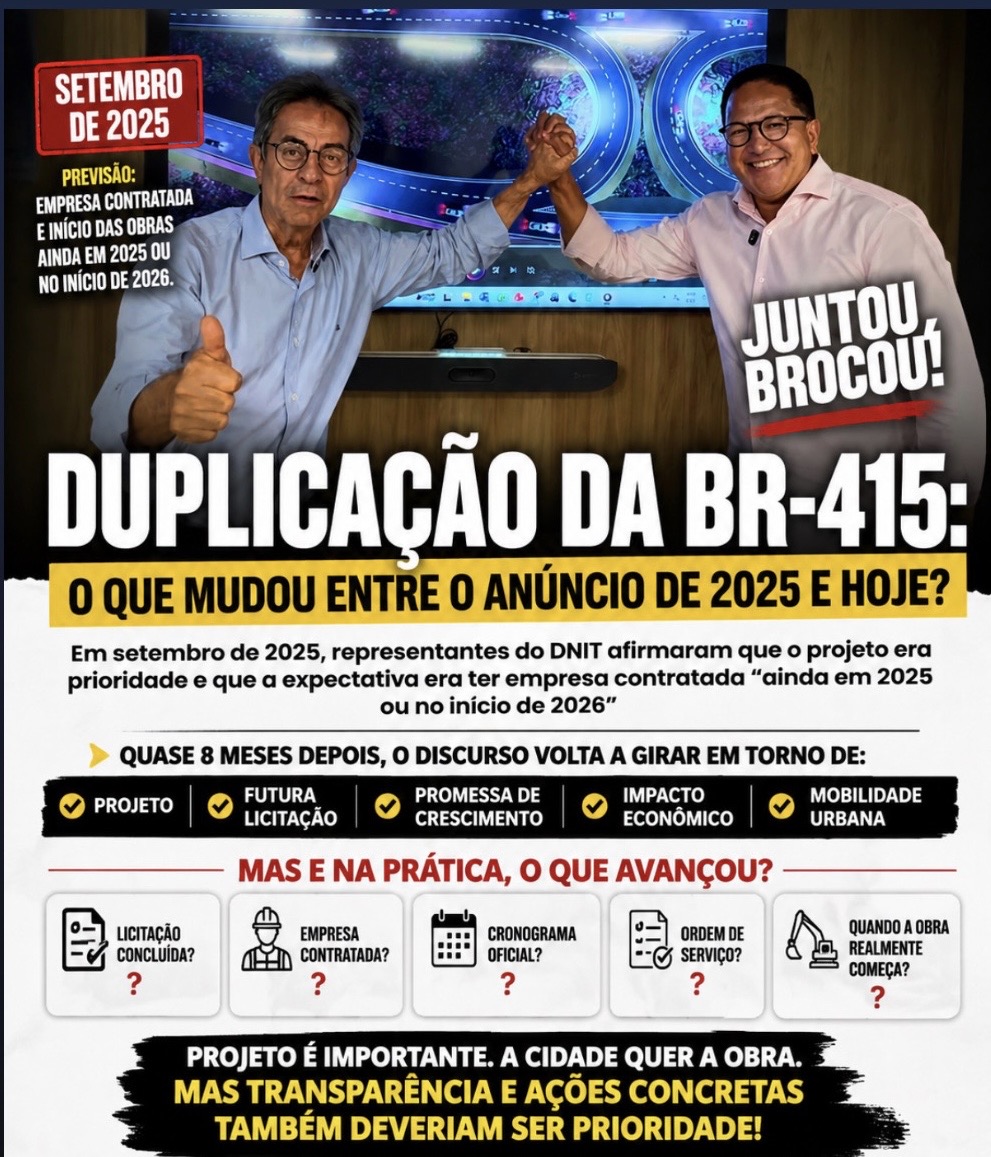DUPLICAÇÃO DA BR-415: O QUE MUDOU ENTRE O ANÚNCIO DE 2025 E HOJE?