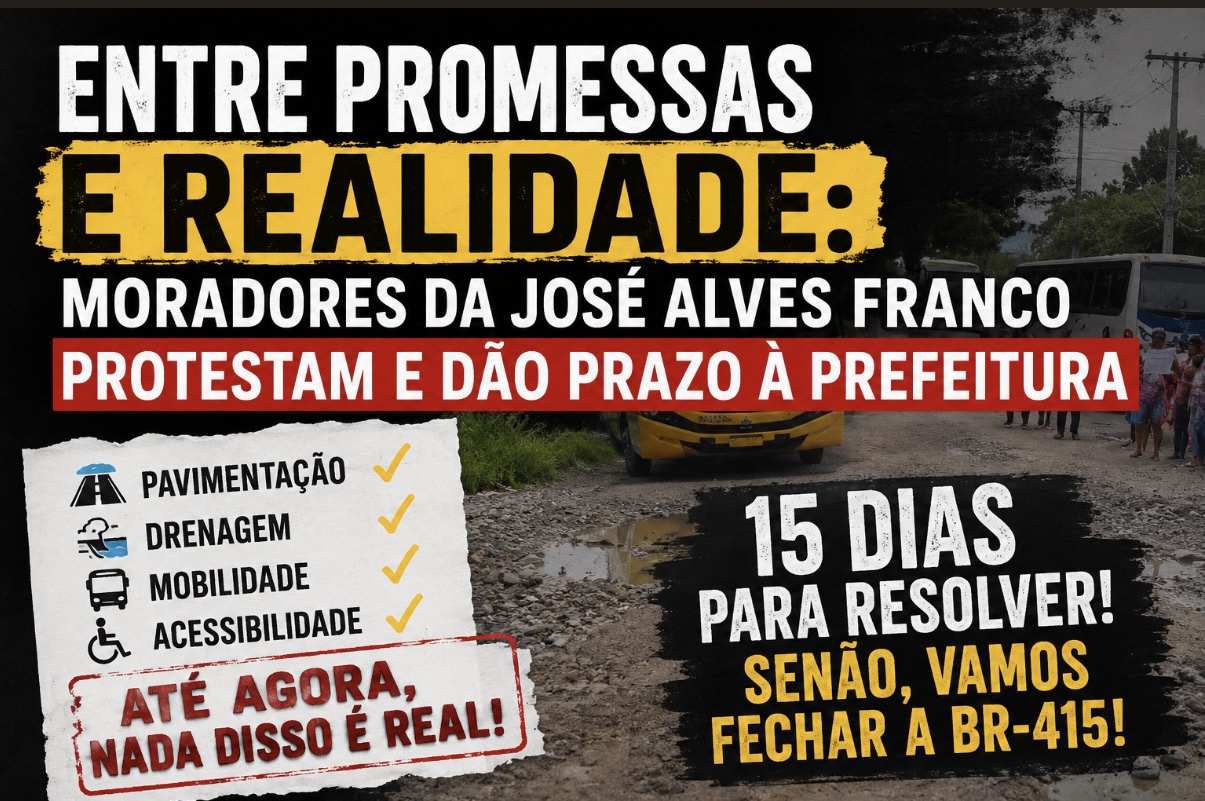 ENTRE ANÚNCIOS E LAMA: MORADORES DA JOSÉ ALVES FRANCO PROTESTAM E DÃO ULTIMATO À PREFEITURA