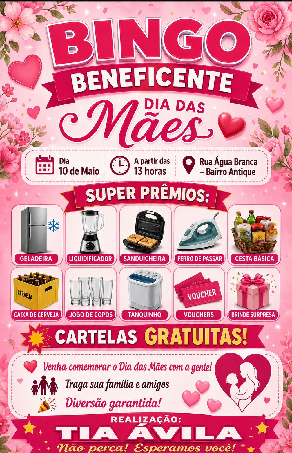 BINGO BENEFICENTE DE DIA DAS MÃES LEVA PRÊMIOS E CONFRATERNIZAÇÃO PARA COMUNIDADE