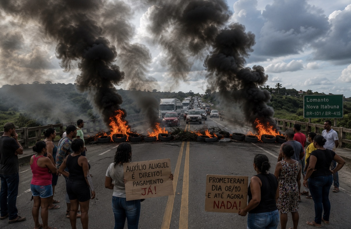 AUXÍLIO ATRASA, PROTESTO VOLTA E BR-101 É FECHADA NOVAMENTE EM ITABUNA