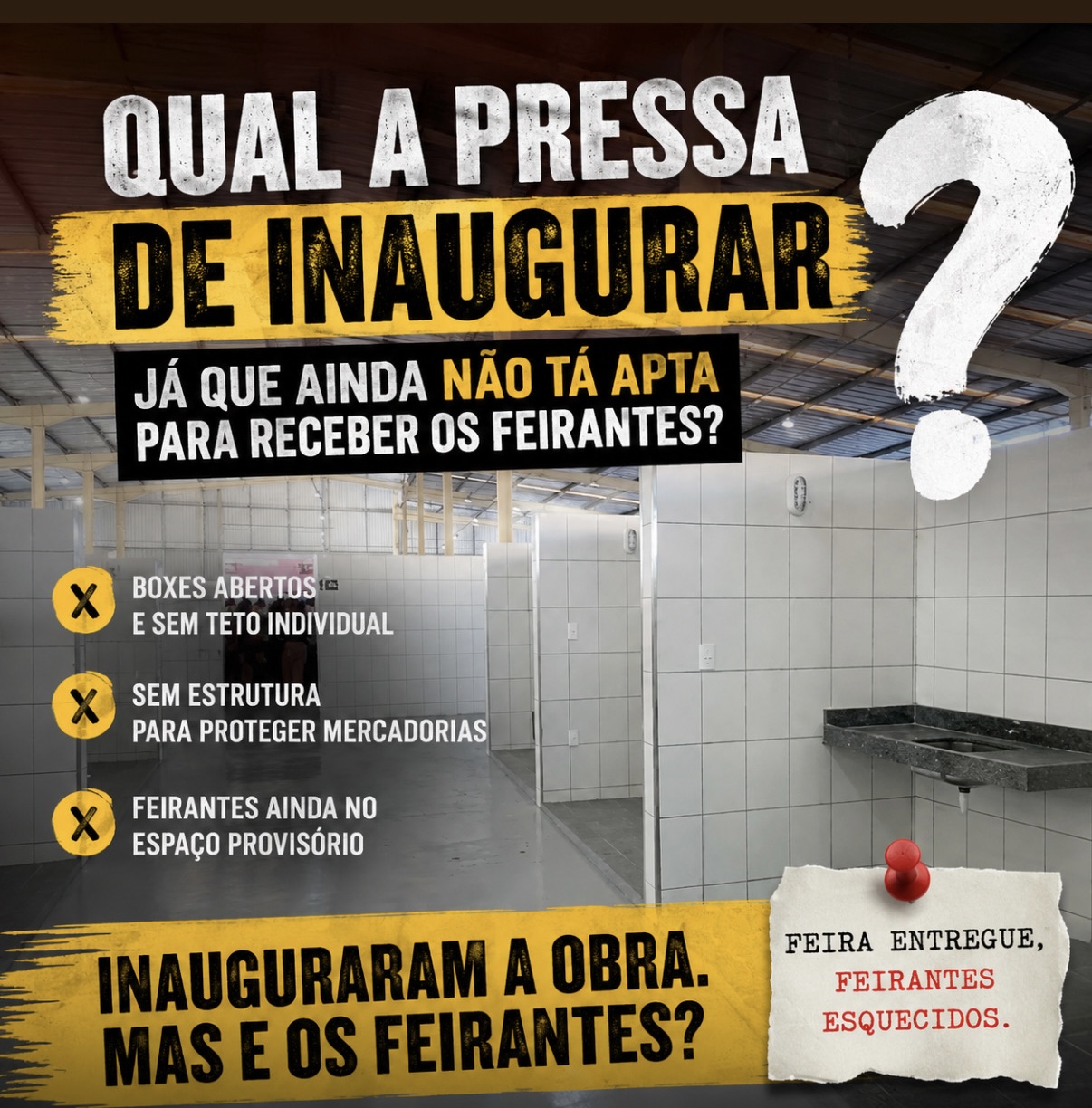 Feira inaugurada, mas sem feirantes: nova estrutura do São Caetano seguirá vazia após entrega oficial