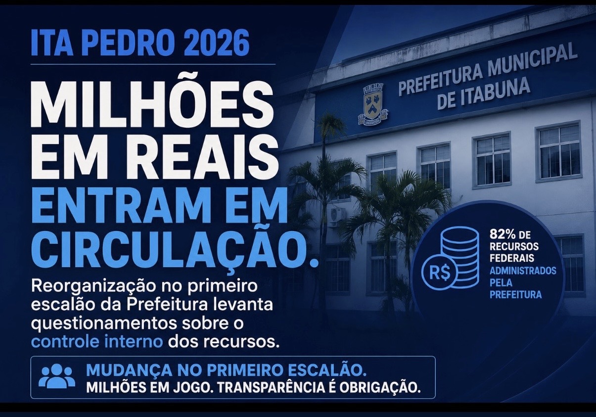 Ita Pedro 2026: com 82% de recurso federal, Prefeitura assume contratações milionárias e mudança na gestão acende alerta sobre controle interno