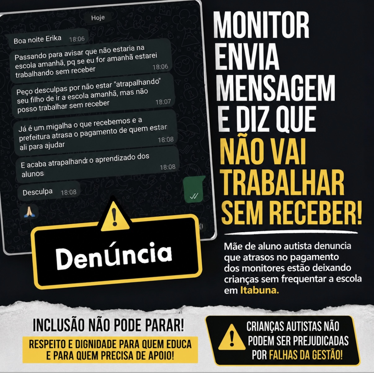 Quatro meses após denúncia que ganhou repercussão nacional, nova reclamação volta a expor falhas na inclusão escolar em Itabuna