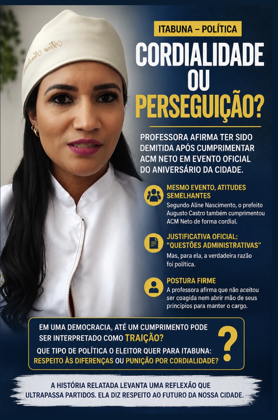 Cordialidade ou perseguição? Vídeo de professora levanta reflexão sobre os limites da política em Itabuna