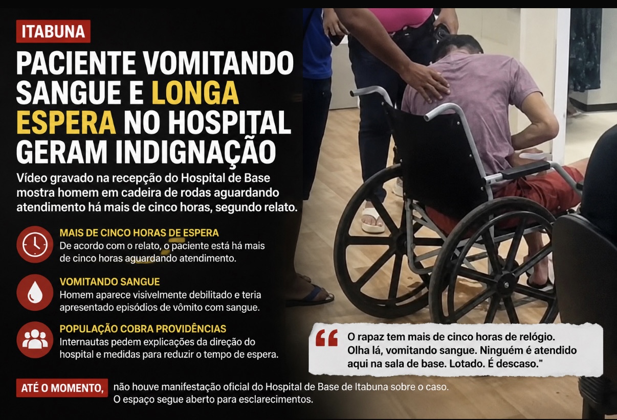 Paciente vomitando sangue e longa espera no Hospital de Base de Itabuna geram indignação