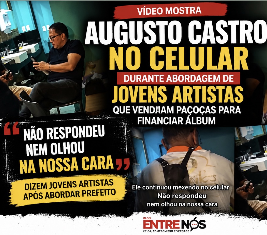 Não respondeu nem olhou na nossa cara”, dizem jovens artistas após abordarem Augusto Castro vendendo paçocas para financiar álbum