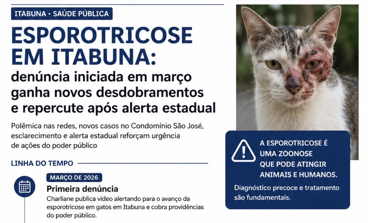 ESPOROTRICOSE EM ITABUNA: denúncia iniciada em março ganha novos desdobramentos e repercute após alerta estadual